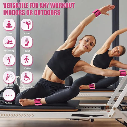 Wrist & Ankle Weights for Women and Men, 2lbs/4lbs Pairs Adjustable Silicone Weighted Bangles for Arm & Leg Workouts, Perfect for Pilates, Barre, Yoga, Walking & Home Fitness 24055