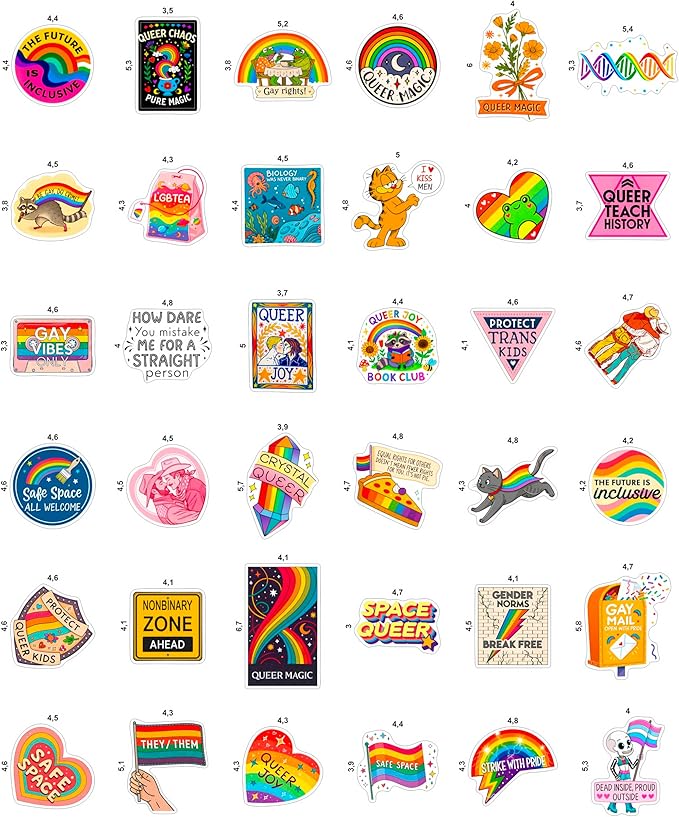 100Pcs Queer LGBTQ+ Stickers for Water Bottle, for Laptop - Queer Gifts, Party Supplies & Decorations -Trans, Gay Pride Stickers