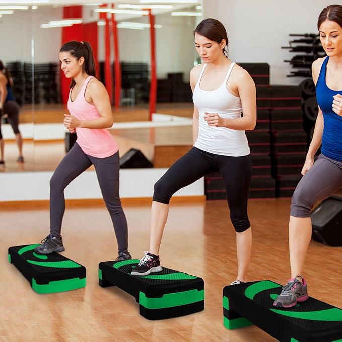 BalanceFrom Aerobic Step Platform Trainer with Adjustable 3-Level Risers, 400 Pound Weight Capacity – Non-Slip Exercise Stepper for Cardio, Strength, and Fitness Workouts, 31", Multiple Colors