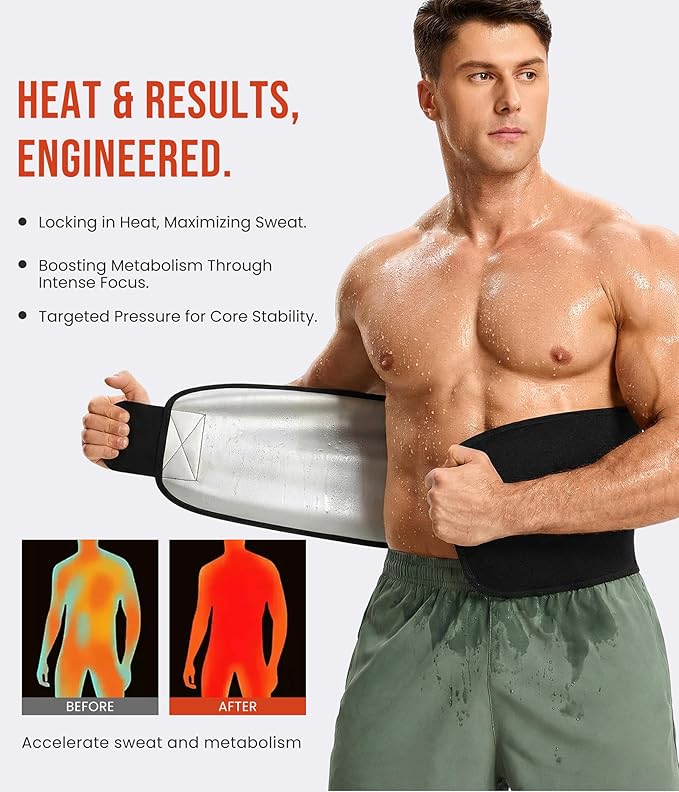 Junlan Waist Trainer for Men and Women - Sweat Band for Stomach Working Out