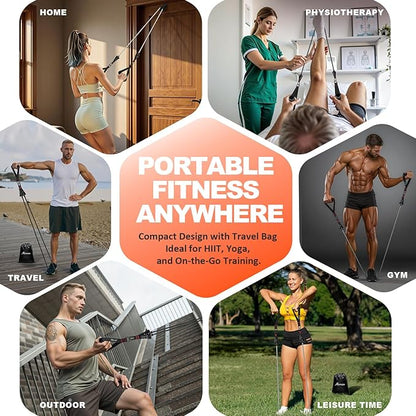 HPYGN Resistance Bands, Exercise Bands with Handles, Fitness Bands, Workout Bands with Door Anchor and Ankle Straps, for Heavy Resistance Training, Physical Therapy, Shape Body, Yoga, Home Workout Set