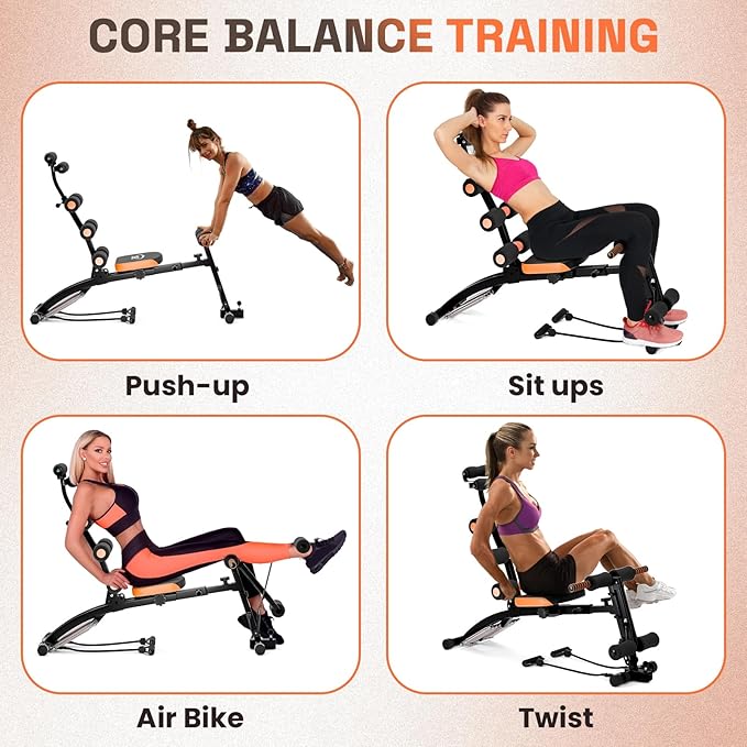 Ab Machine, Ab Workout Bench for Home Gym Adjustable Abdominal Trainer, Ergonomic Arc Track Multi-Functional Sit Up Machine for Full Body Workout Home Exercise