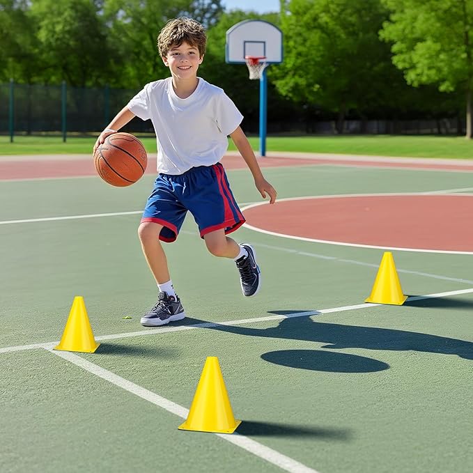 36pcs Cones 7 Inch Soccer Cones and Plastic Traffic Cones, Durable Cones for Sports Training, Ideal for Soccer, Basketball, Football, Skating, and Agility Drills Practice