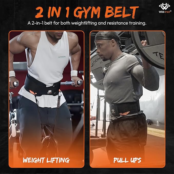 Weight Lifting Belt – 2-in-1 Dip Belt with Weighted Belt, Chain – Heavy-Duty Dip Belt for Weight Lifting, Squats, Pull-Ups, Deadlifts – Quick- Release Back and Lumbar Support Belt