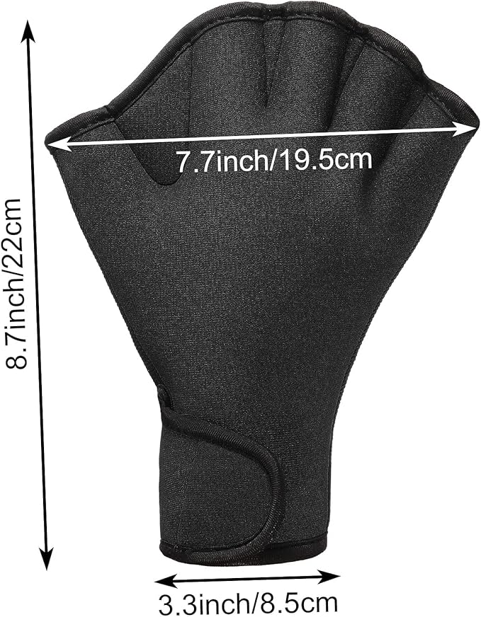 Sumind 2 Pairs Swimming Gloves Aquatic Training Gloves Neoprene Mittens Webbed Fitness Water Resistance Training Mittens for Men Women Swimming Diving with Wrist Strap(Large,Black, Blue)