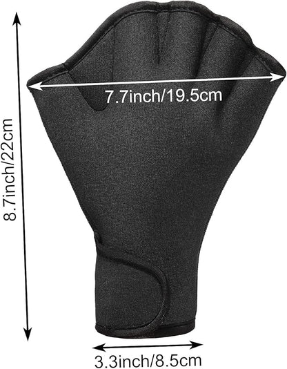 Sumind 2 Pairs Swimming Gloves Aquatic Training Gloves Neoprene Mittens Webbed Fitness Water Resistance Training Mittens for Men Women Swimming Diving with Wrist Strap(Large,Black, Blue)