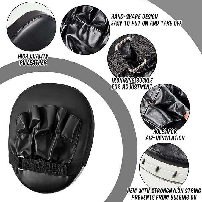 Poen 7 in 1 Taekwondo Kick Pad Boxing Training Equipment Punching Mitts Martial Arts Wrist Band Adjustable Soft Pads Set for Karate Muay Thai MMA Training