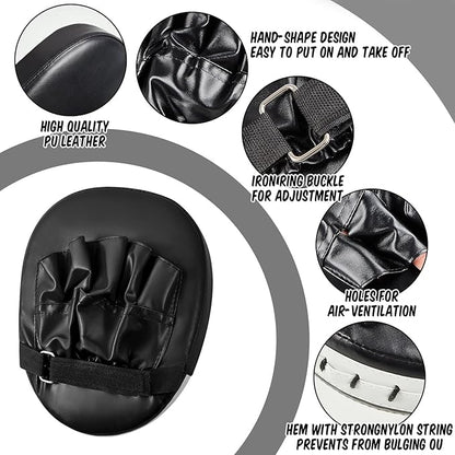 Poen 7 in 1 Taekwondo Kick Pad Boxing Training Equipment Punching Mitts Martial Arts Wrist Band Adjustable Soft Pads Set for Karate Muay Thai MMA Training