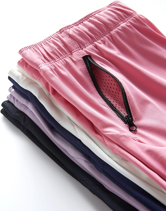 Liberty Imports 1 or 5 Pack Womens Lounge Workout Shorts with Zipper Pockets 5" Inseam Lightweight Athletic Casual Shorts