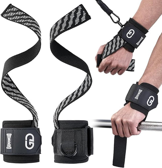 GOUNOD Lifting Wrist Straps with D Ring for Weightlifting & Gym – Heavy Duty Padded Wrist Support for Men & Women – Non-Slip Hand Grip Straps for Deadlifts, Pull Ups, Cable Machines & Bodybuilding