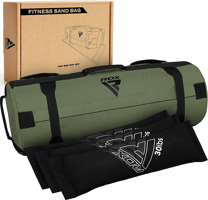 RDX Sandbag for Fitness Weights Training, Unfilled Power Bags with Handles, 5-200 LBs Adjustable Weighted Slam Bag for Strength Powerlifting Running Heavy Workout Home Gym Exercise, Sold AS UNFILLED