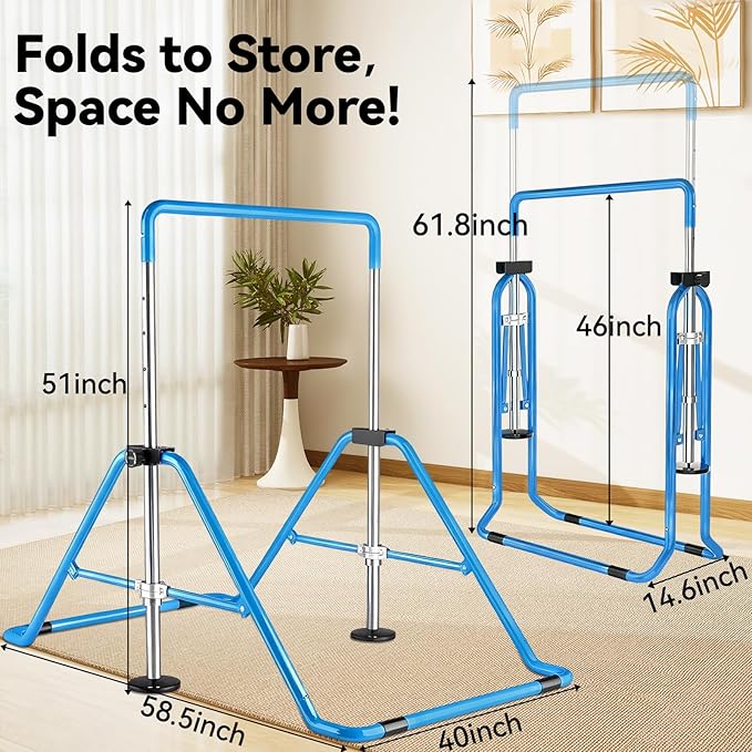 Kids Gymnastics Bar Gymnastic Equipment for Home Adjustable Height Gymnastic Training Bar Gymnastic Stuff for 3-7 Years Old Girls