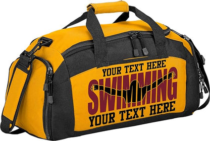 Personalized Swim Team Duffel Bag with Custom Name – Waterproof Swimming Gear Bag for Youth & Adults – Large Pool Bag with Shoe Compartment & Wet Pocket