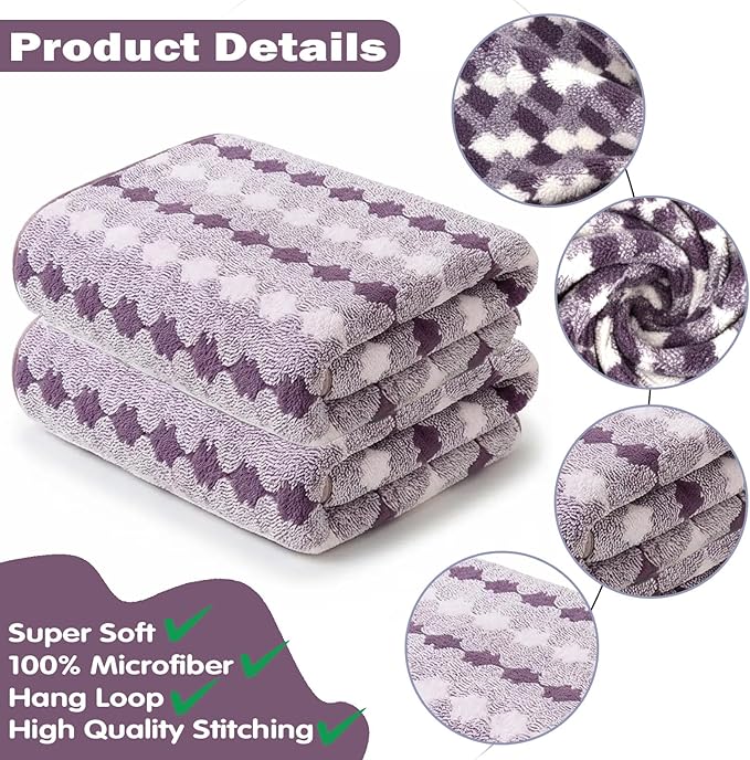 2-Pack Microfiber Bath Towels (27x54 Inches) - Ultra Soft & Quick Dry, 3X Absorbency, Lightweight for Gym, Yoga, Travel & Spa - Perfect for Home, Fitness & Post-Workout
