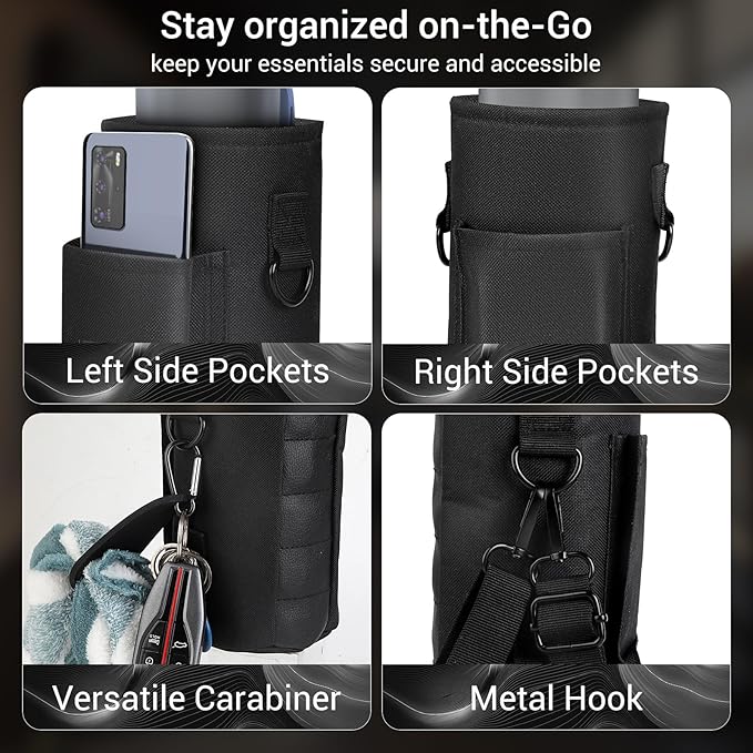 Magnetic Gym Bag with Phone Pocket Water Bottle Holder – 6 Built-in Magnets for Hands-Free Use – Ideal for Workouts, Outdoor, Travel – Securely Attaches to Equipmen