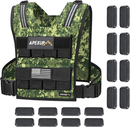 APEXUP Adjustable Weighted Vest Men 20lbs/30lbs/40lbs Weights with Reflective Stripe, Weight Vest Woman Workout Vest for Strength Training Running Walking