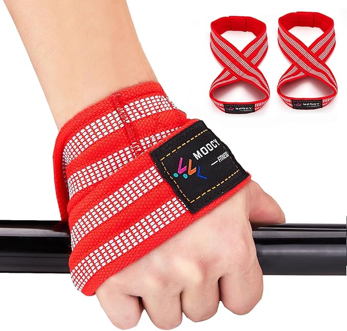MOOCY Figure 8 Lifting Straps for Deadlift,Weightlifting,Strongman,& Cross Training Strong Weightlifting Wrist Wraps