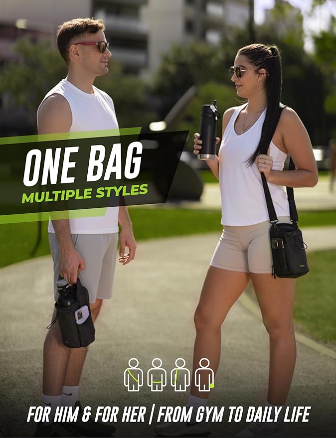 kyrra. Magnetic Gym Bag with Water Bottle Holder Compact Crossbody Bag with Magnetic Attachment and Reusable Gym Pouch Small Gym Water Bottle Bag for Men and Women