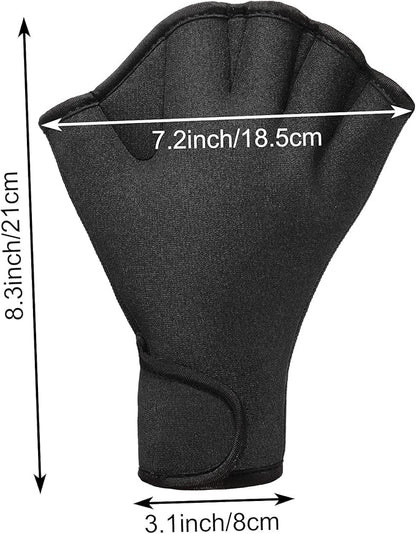 Sumind 2 Pairs Swimming Gloves Aquatic Training Gloves Neoprene Mittens Webbed Fitness Water Aerobics Resistance Training for Women Men Swimming Diving(Medium,Black, Blue)