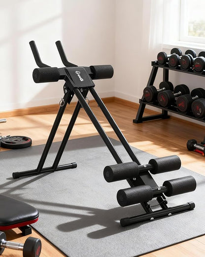 Ab Machine Abdominal Stomach Workout: Adjustable Ab Trainer Machine Ab Cruncher Core Strength Training Equipment for Home Gym Foldable for Women and Men