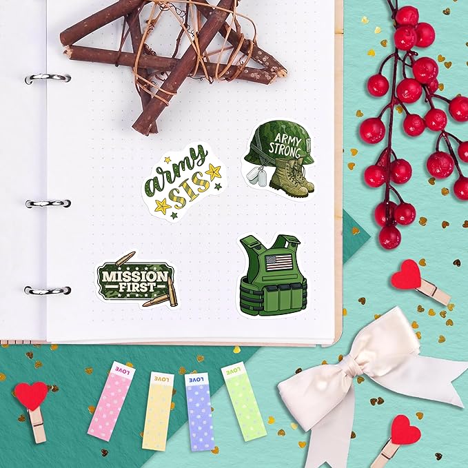 100Pcs Funny Army Stickers and Decals, Military Stickers for Laptop, Water Bottle - Army Gifts, Military Party Supplies - Gift for Women & Men