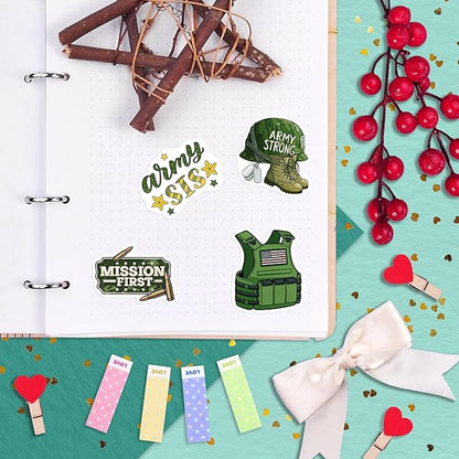 100Pcs Funny Army Stickers and Decals, Military Stickers for Laptop, Water Bottle - Army Gifts, Military Party Supplies - Gift for Women & Men