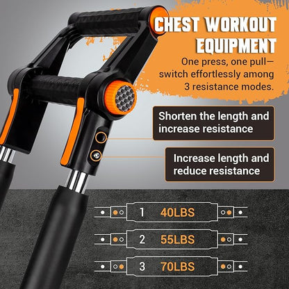 Twister Arm Trainer, 3 in 1 Adjustable Chest Trainer for Men (40-70lbs) with Poster & Storage Bag, Multifunctional Push up Bar, Home Gym Chest Workout Equipment for Arm Strengthening & Chest Builder