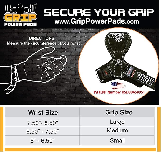 Cobra Grips Flex Model Weight Lifting Gloves Heavy Duty Straps Alternative Power Lifting Hooks for Deadlifts with Padded Wrist Wrap Support Bodybuilding