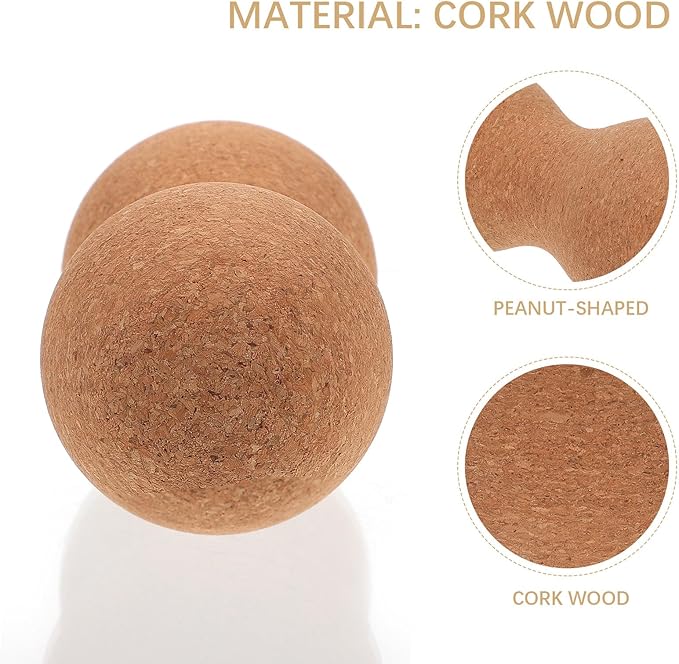 Peanut Shape Massage Ball Cork Wood Deep Tissue Mobility Massager for Muscle Relief and Myofascial Release Therapy –, Ergonomic Design for Physical Therapy and Fitness