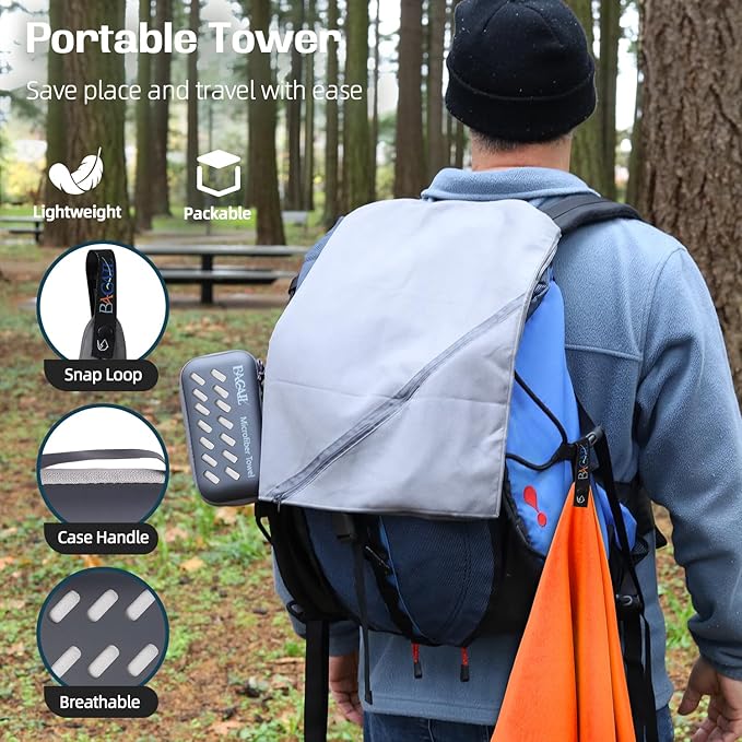 BAGAIL Camping Towel with EVA Case, Compact & Ultra Soft Microfiber Travel Towel - Super Absorbent & Lightweight Quick Dry Towels for Sports, Beach, Gym, Backpacking, Hiking and Yoga