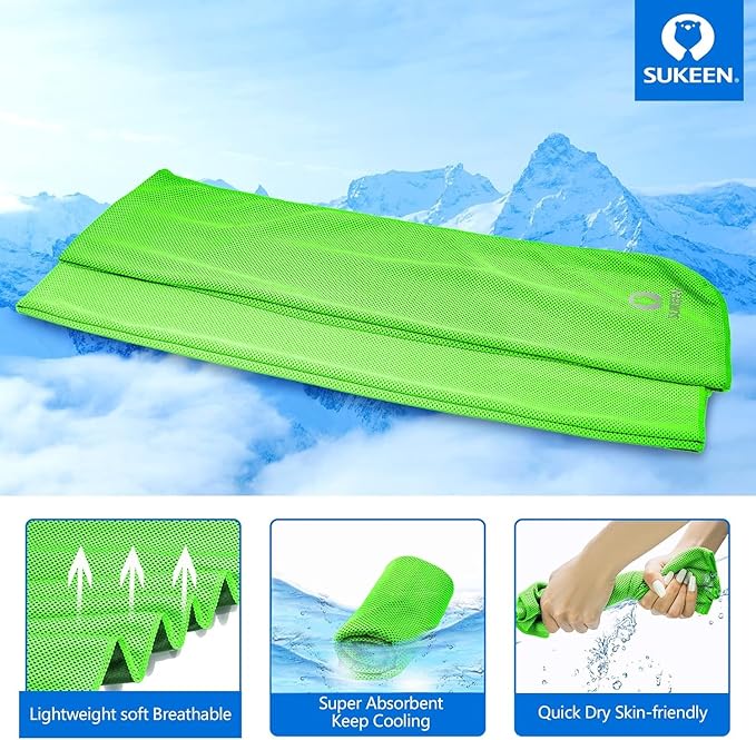 Sukeen 12 Pack Cooling Towels (40"x12"), Soft Breathable Chilly Sweat Towel, Microfiber Cooling Towels for Neck and Face, Gym Towels for Sport, Running, Workout, Camping, Fitness
