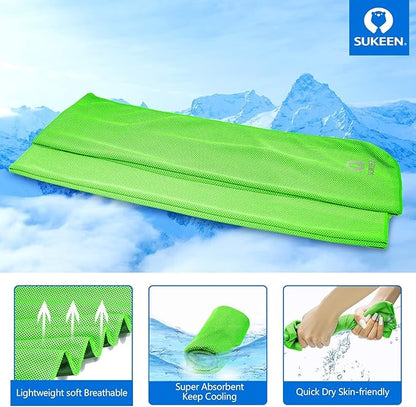 Sukeen 12 Pack Cooling Towels (40"x12"), Soft Breathable Chilly Sweat Towel, Microfiber Cooling Towels for Neck and Face, Gym Towels for Sport, Running, Workout, Camping, Fitness