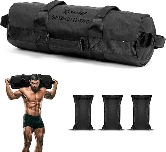 Yes4All Sandbags for Working Out, Adjustable Sand Bags for Weight Training with Handles, Multiple Colors & Sizes 5-200lbs