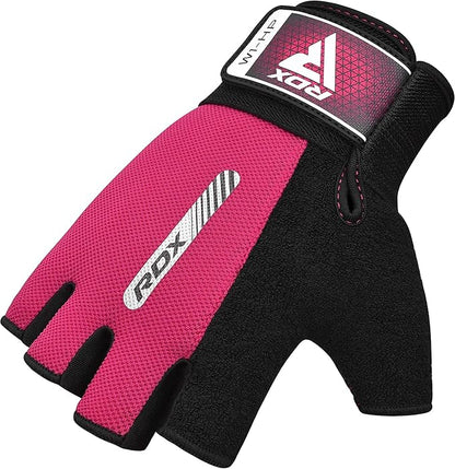 RDX Weight Lifting Gloves Gym Fitness Workout, Anti Slip Padded Full Palm Protection, Ultra Ventilated, Bodybuilding Strength Training HIIT WOD Exercise, Half Finger Men Women Cycling Rowing Climbing