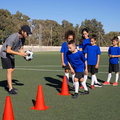 Heavy Duty Agility Training Cones (2 in, 6 in, 9 in, 12 in, 18 in, 28 in) for Sports and Kids Coaching, Multipurpose Field Marker Cones, Soccer, Basketball Drills, Bike, Motorcycle Training