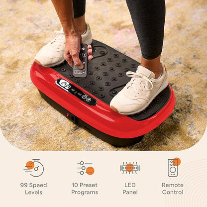 Lifepro HexaPlate Lite Vibration Plate Exercise Machine with Magnetic Acupoints - Full Body Vibration Platform for Beginners and Recovery - Lymphatic Drainage Massager for Muscle Toning and Fitness