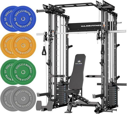 Major Fitness Drone MAX V Smith Machine with Weight Stacks, All-in-One Home Gym Squat Rack--2500LB Capacity, Dual LAT Pull-Down Systems & Cable Crossover Machine, Heavy-Duty Full-Body Workout Machine
