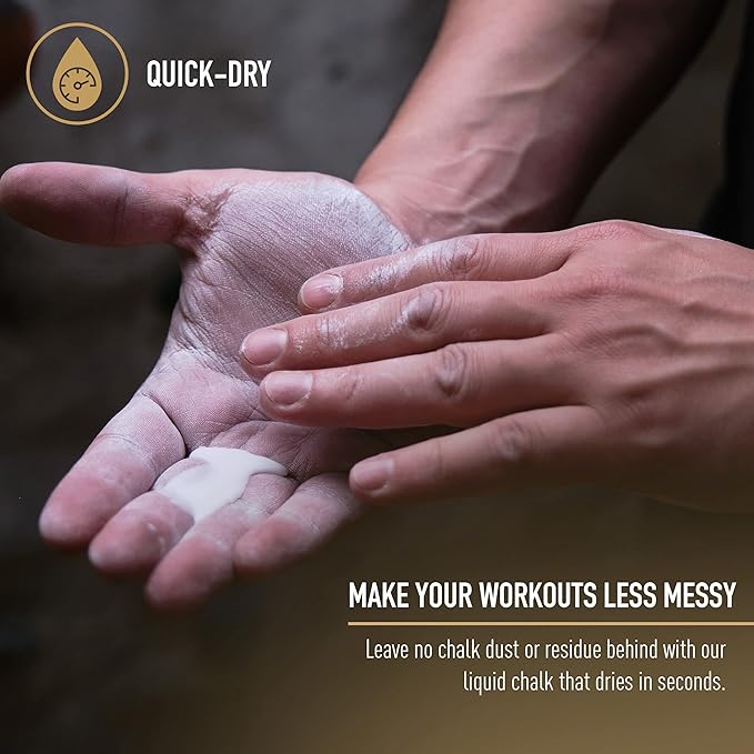 RooGrips Liquid Chalk Grip Enhancer - Hand Chalk for Weightlifting, Gymnastics & Workout - No-Mess, Long-Lasting, Quick-Dry Gym Chalk for Hand Grips & Sweaty Palms - 100ml Premium Climbing Chalk.