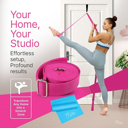 Stretching Strap with Door Anchor & Resistance Band – Leg Stretcher for Improving Flexibility & Splits – Ideal for Ballet, Dance, Cheer, Yoga & Gymnastics – Home Training Equipment for All Levels
