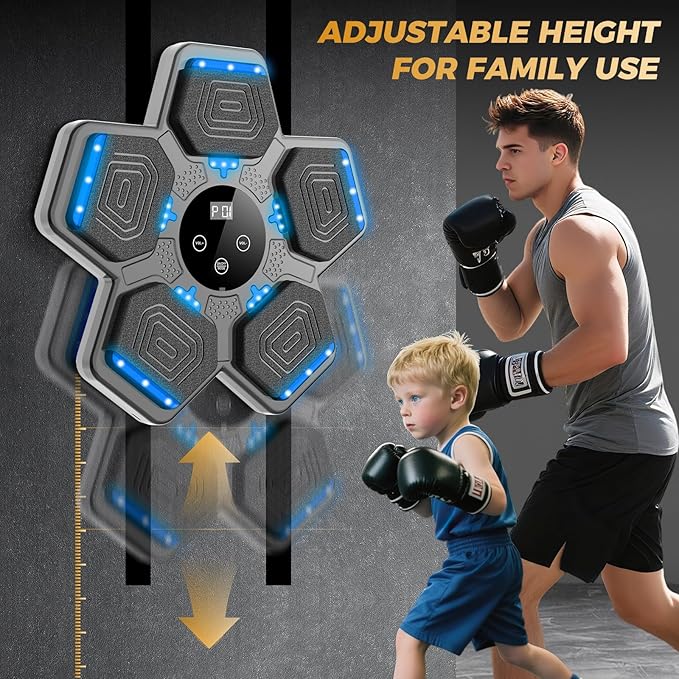 2026 Music Boxing Machine for Adults and Kids, Smart Bluetooth Boxing Training Equipment with Gloves Wall Mounted, Workout Punching Machine for Home,Office and Gym