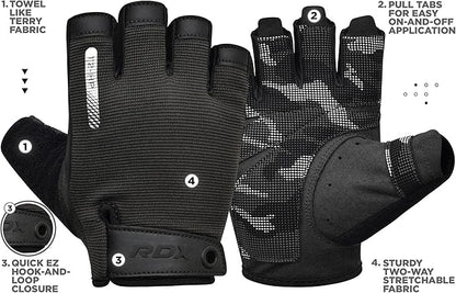 RDX Weight Lifting Gloves, Additional Stretchable Long Wrist Support, Full Palm Grip, Men Women Fitness HIIT Workout, Bodybuilding Powerlifting Strength Training Cycling Exercise Home Gym Equipment