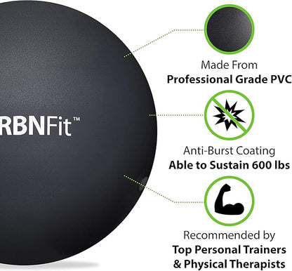 URBNFit Mini Exercise Ball 9” – Small Pilates & Yoga Stability Ball for Core Strength, Balance, Pregnancy & Physical Therapy – Anti-Burst Swiss Ball w/Quick Pump – Home, Office, Gym