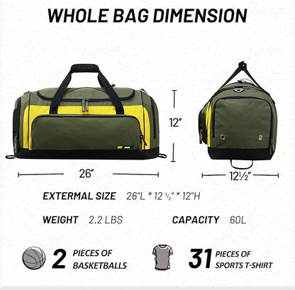 MIER Large Gym Bag for Men Sports Duffle Bag with Shoe Compartment 60L Lightweight Duffel Bags for Workout Fitness Travel, Blue