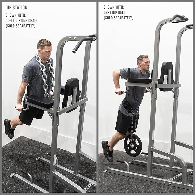 Valor Fitness Power Tower Dip Station - Functional Workout - Pull Ups Chin Ups Knee Raises Leg Raises Dips Machine Push Ups - Home Gym Strength Training Equipment