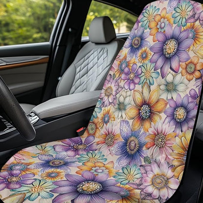 Bulopur Boho Floral Beach Towel Car Seat Covers Front Seats Non-Slip Breathable Sweat Towel Car Seat Cover for Post Gym Workout Surfing Swimming Running Yoga Blankets