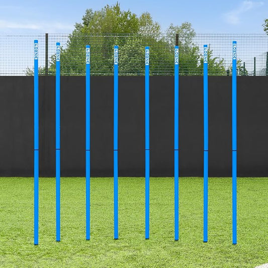 FORZA Slalom Agility Poles | Improve Endurance, Speed & Footwork | Color, Size & Rubber Base Options Available [8 Pack]