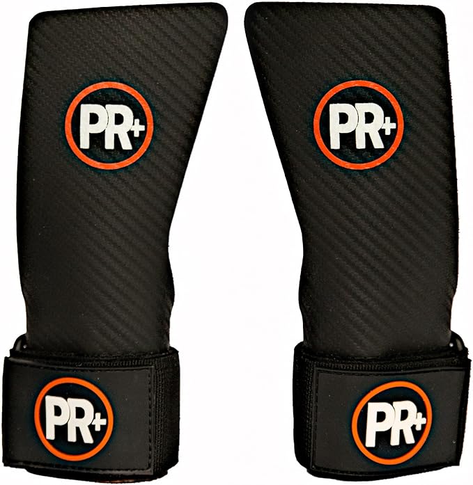 PR+ Gymnastics Hand Grips for Pull Ups Weightlifting and Cross Training - No Hole - Chalk Free - Triple Layer Hand Protection - Optional Wrist Wraps