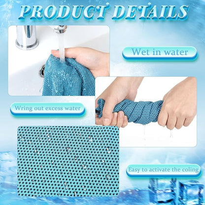 Honoson 10 Pack Cooling Towels Bulk - 47"x12" Soft Breathable Ice Towels for Neck & Face, Portable Chilly Rags Microfiber Sweat Rags for Yoga, Sports, Gym, Workout & Fitness(Light Blue)