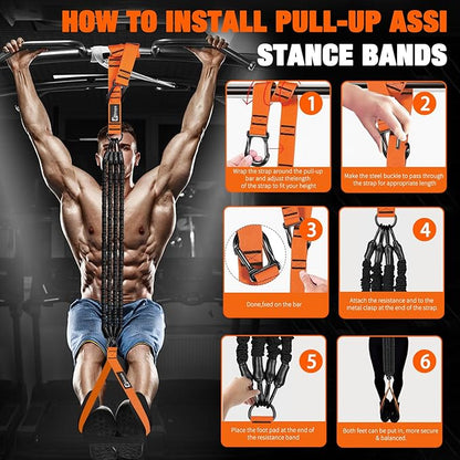 Pull Up Assistance Bands,Up to 300 lbs Assistance,Adjustable Heavy Duty 4 Pull Up Bands with Handle and Door Anchor for Home Gym Fitness Exercise Strength Training Workout Equipment