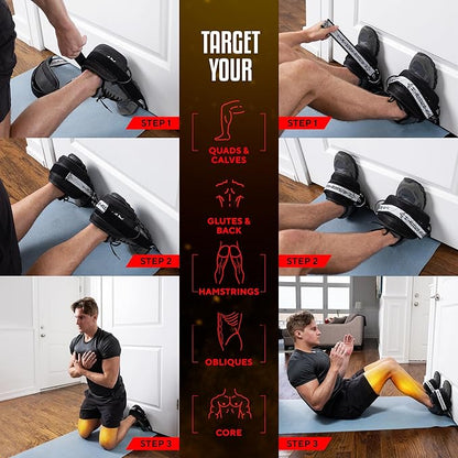 Vikingstrength VOL 2 Nordic Hamstring Curl with Extra Long Straps - Super Stability, Nordic Curl Home Equipment, glute, Hamstring, Speed and Exercise Handles, Ankle Straps and V-Strength Workout App